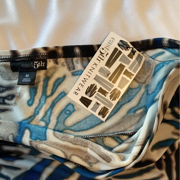 NWT  West 5th Blue Brown Abstract Floral Midi Swing Skirt Size M - Picture 8 of 10